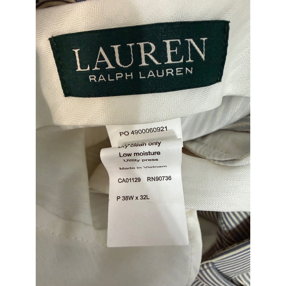 Lauren Ralph Lauren Mens Blue White Pinstripe Suit Set 48L 38W x 32L Seersucker - Picture 8 of 9